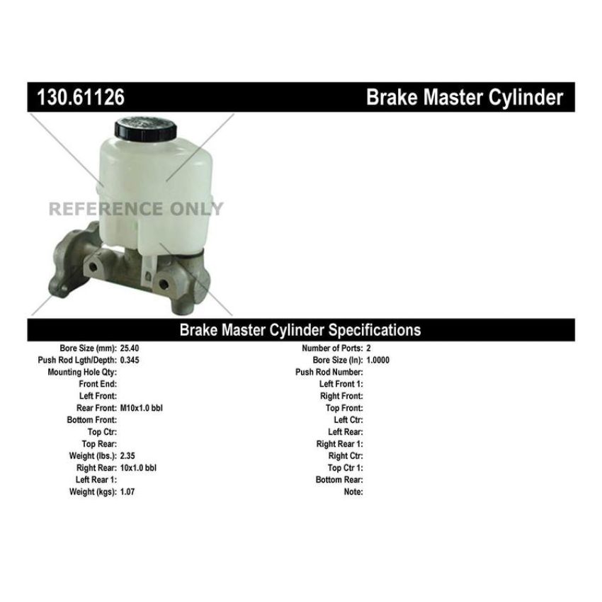 CENTRIC PARTS 130.61126 Centric Premium Brake Master Cylinder