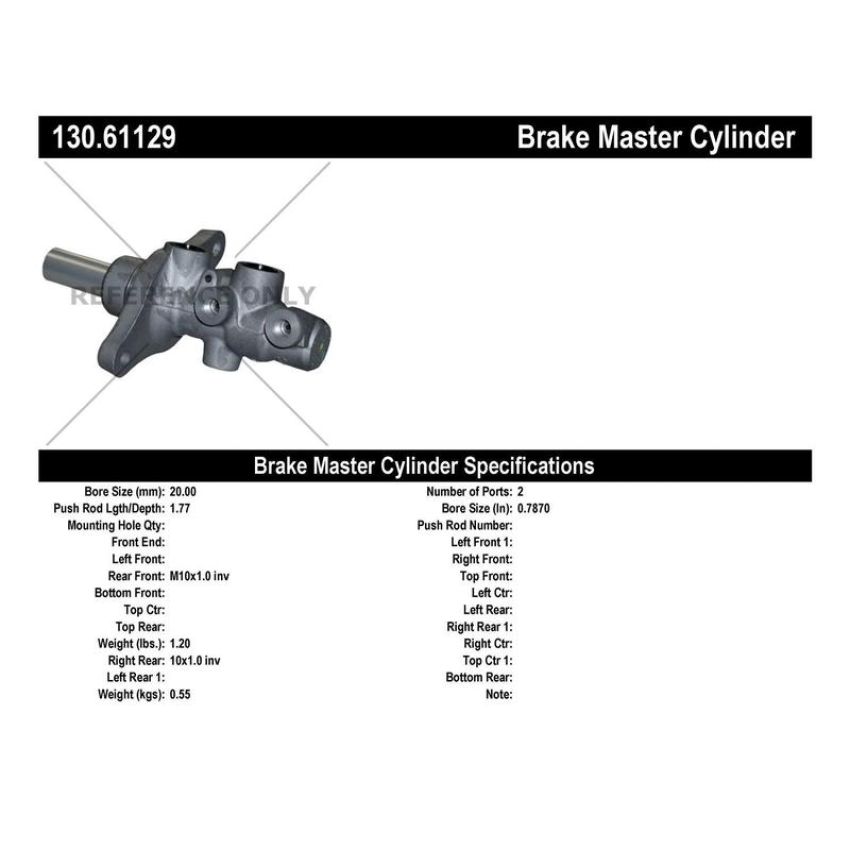 CENTRIC PARTS 130.61129 Centric Premium Brake Master Cylinder