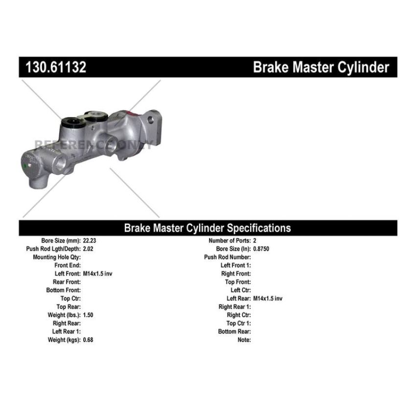 CENTRIC PARTS 130.61132 Centric Premium Brake Master Cylinder