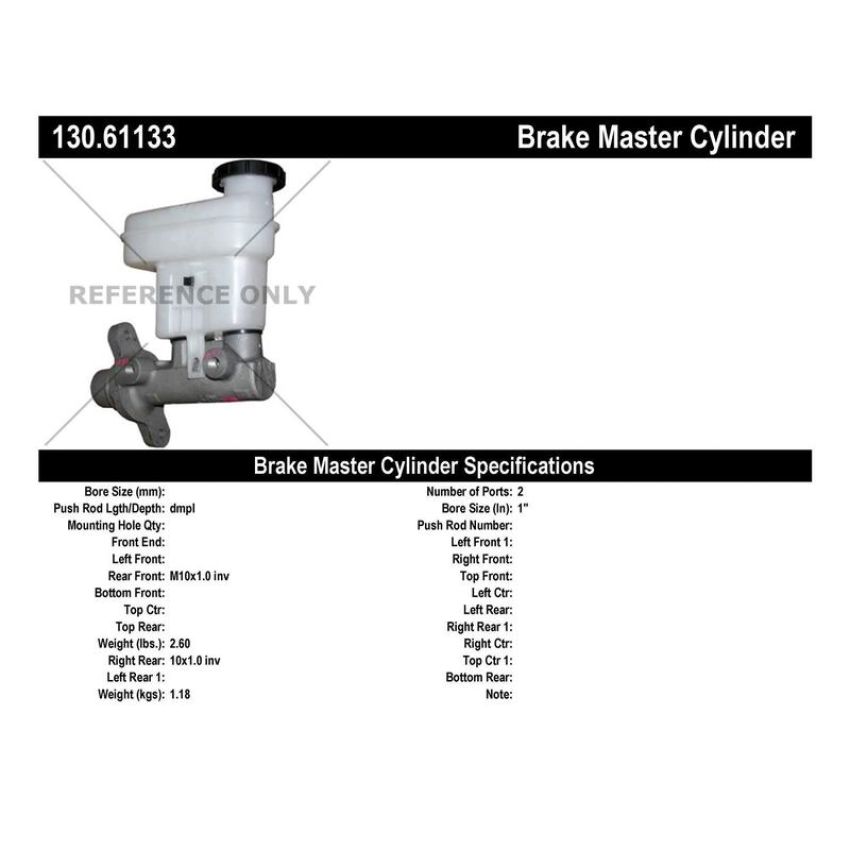 CENTRIC PARTS 130.61133 Centric Premium Brake Master Cylinder