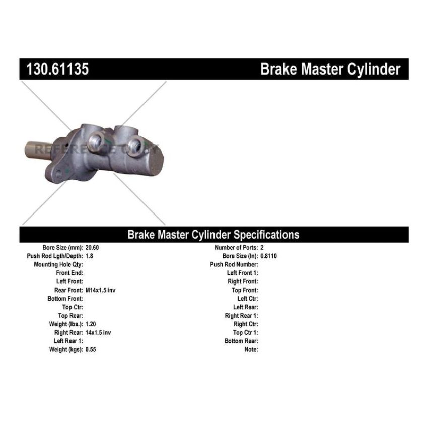 CENTRIC PARTS 130.61135 Centric Premium Brake Master Cylinder
