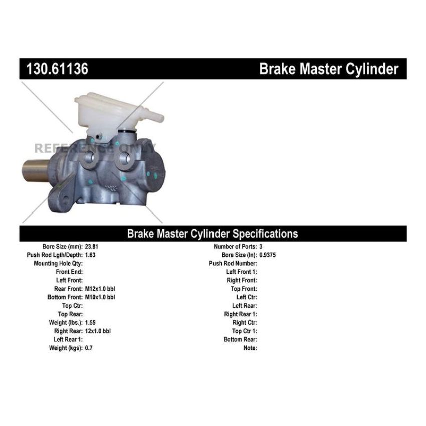 CENTRIC PARTS 130.61136 Centric Premium Brake Master Cylinder