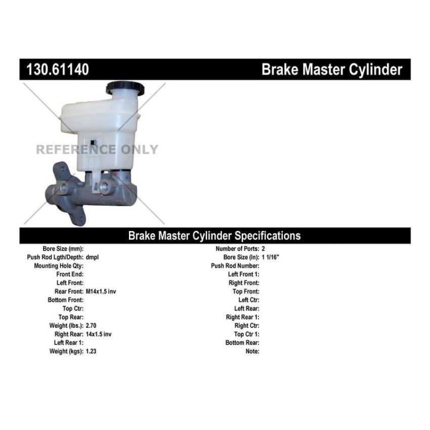 CENTRIC PARTS 130.61140 Centric Premium Brake Master Cylinder
