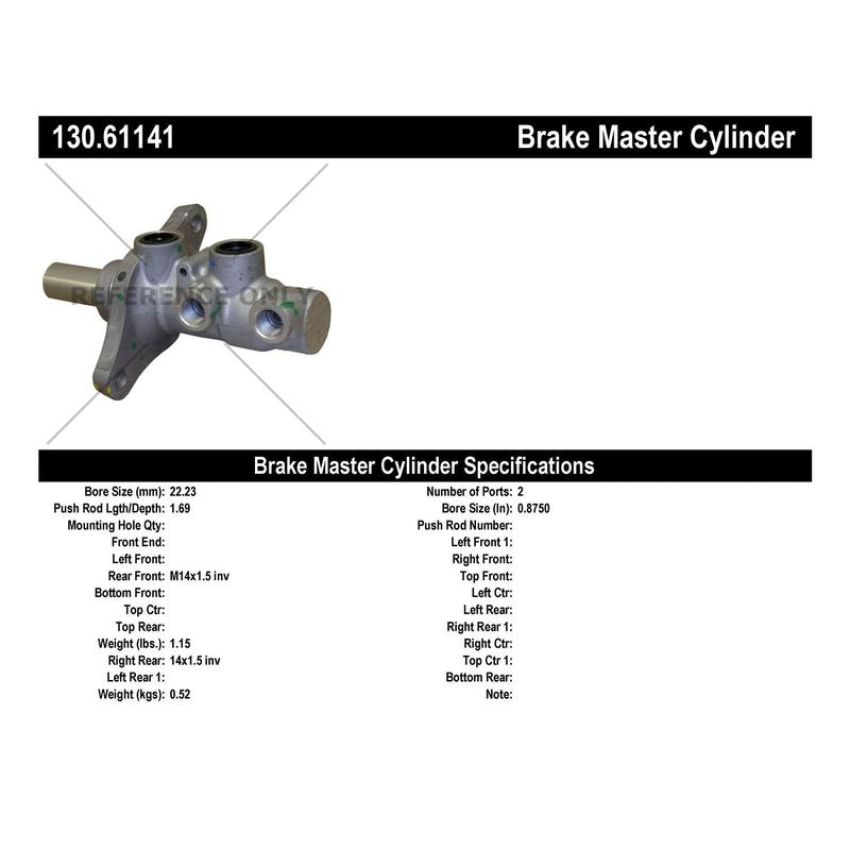 CENTRIC PARTS 130.61141 Centric Premium Brake Master Cylinder