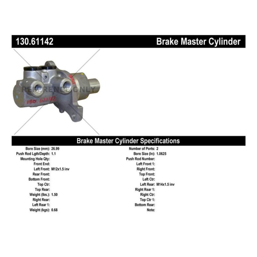 CENTRIC PARTS 130.61142 Centric Premium Brake Master Cylinder
