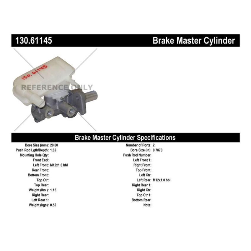 CENTRIC PARTS 130.61145 Centric Premium Brake Master Cylinder