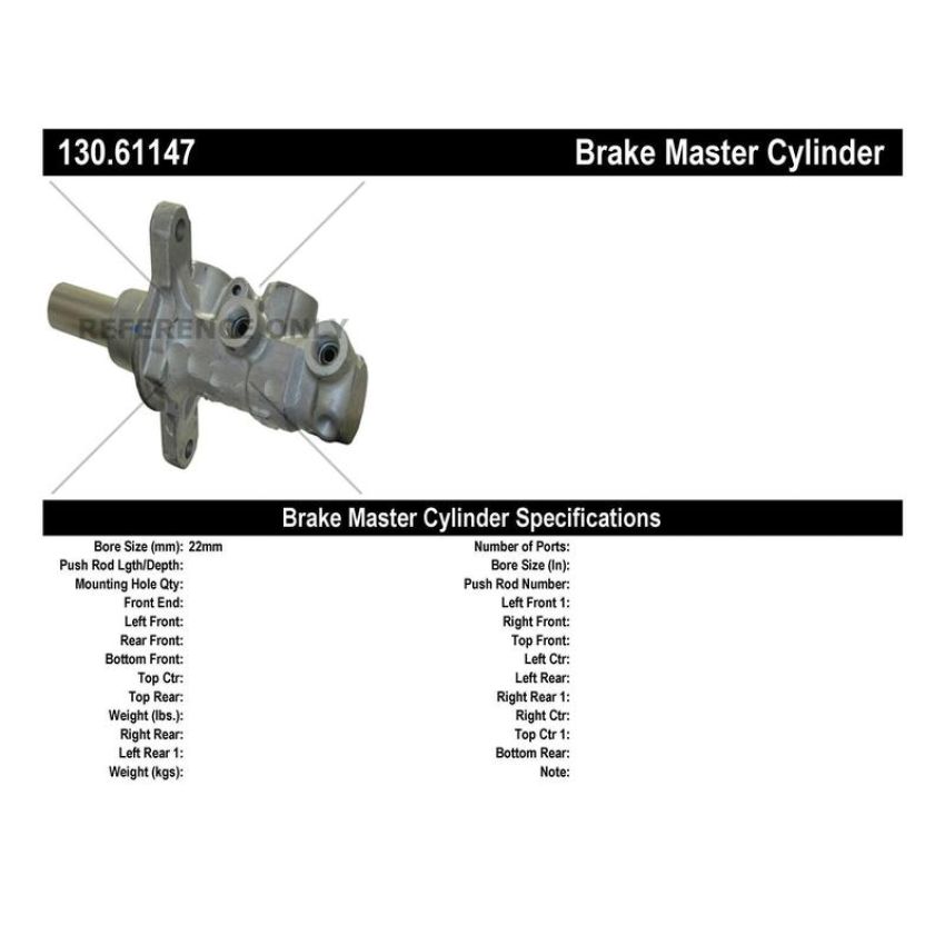 CENTRIC PARTS 130.61147 Centric Premium Brake Master Cylinder