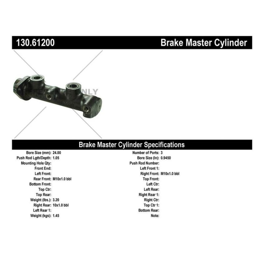 CENTRIC PARTS 130.61200 Centric Premium Brake Master Cylinder