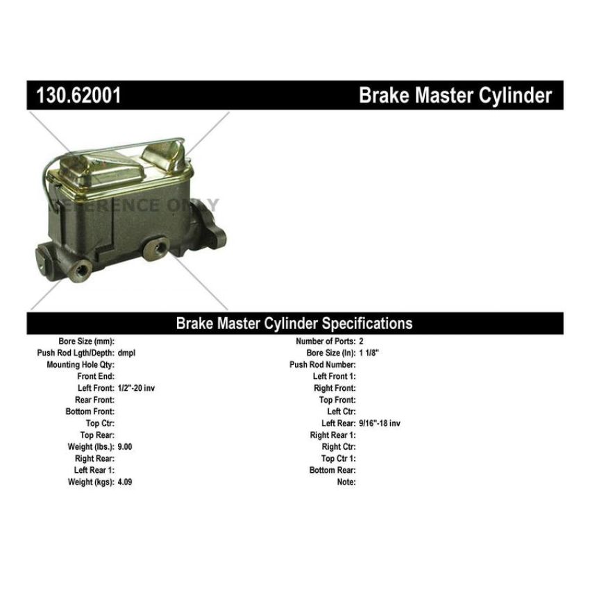 CENTRIC PARTS 130.62001 Centric Premium Brake Master Cylinder
