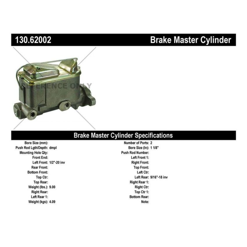 CENTRIC PARTS 130.62002 Centric Premium Brake Master Cylinder