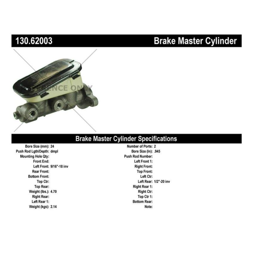 CENTRIC PARTS 130.62003 Centric Premium Brake Master Cylinder
