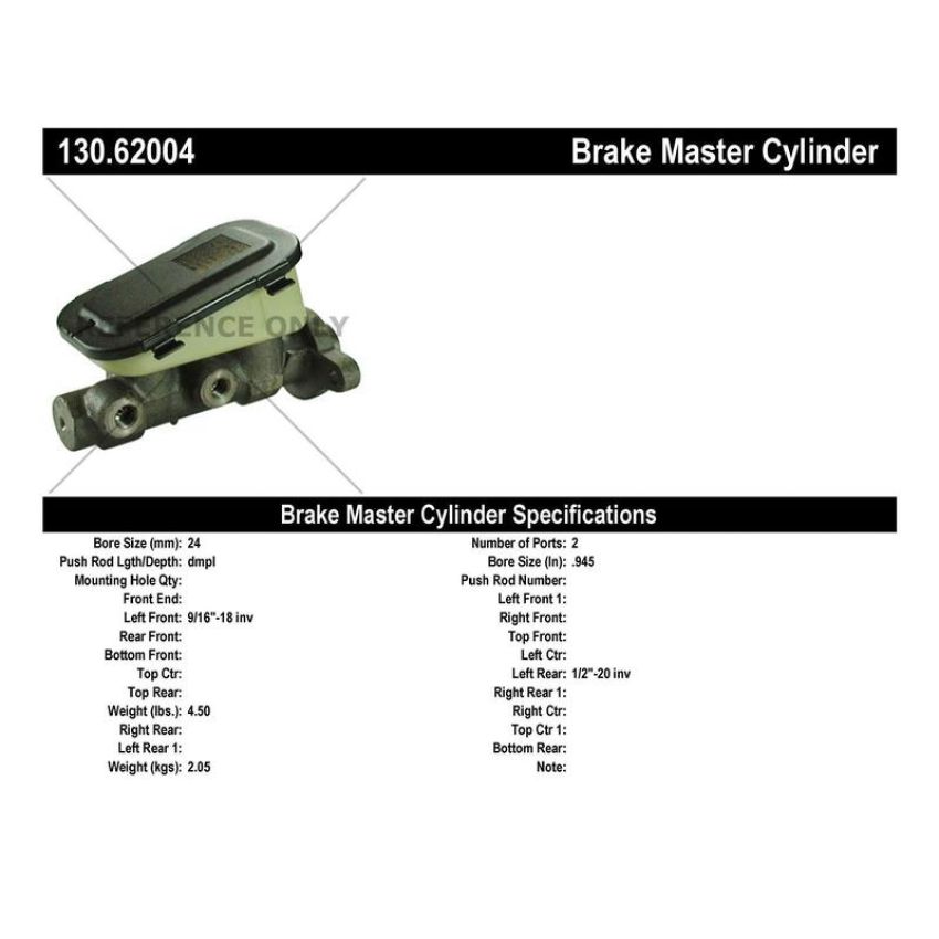 CENTRIC PARTS 130.62004 Centric Premium Brake Master Cylinder