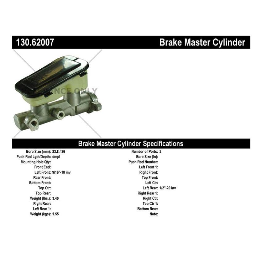 CENTRIC PARTS 130.62007 Centric Premium Brake Master Cylinder