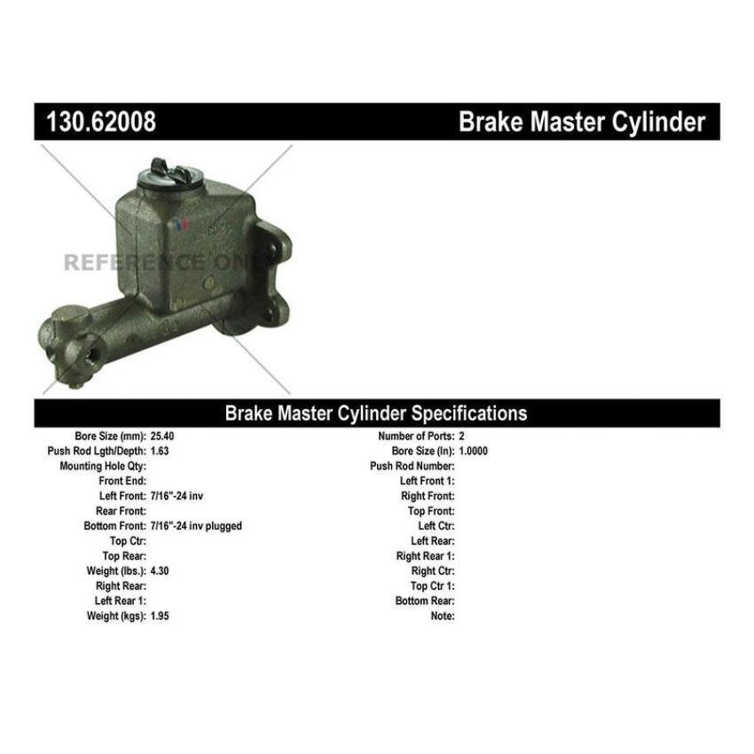 CENTRIC PARTS 130.62008 Centric Premium Brake Master Cylinder