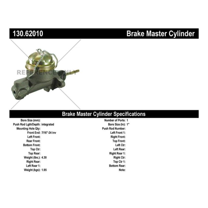 CENTRIC PARTS 130.62010 Centric Premium Brake Master Cylinder