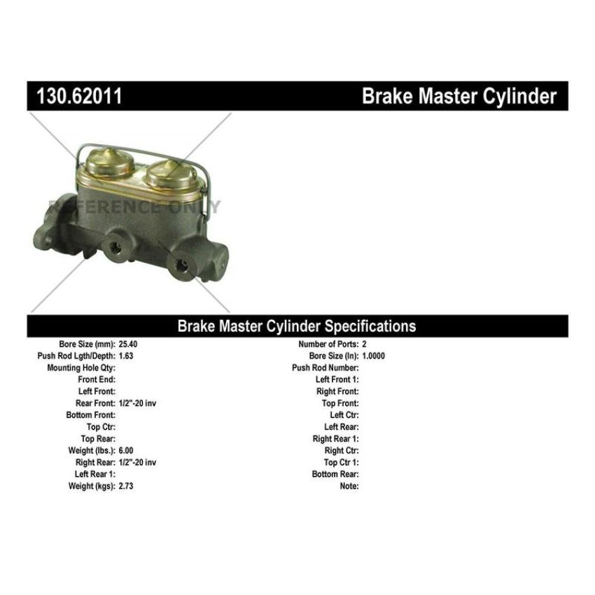 CENTRIC PARTS 130.62011 Centric Premium Brake Master Cylinder