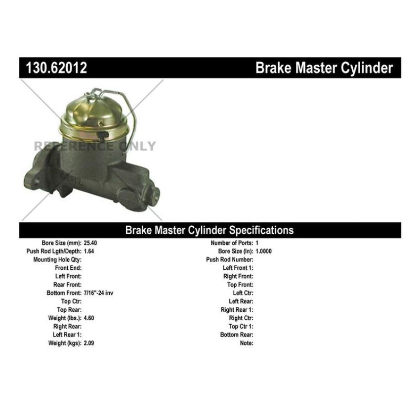 CENTRIC PARTS 130.62012 Centric Premium Brake Master Cylinder