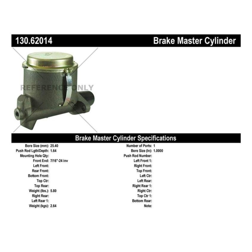 CENTRIC PARTS 130.62014 Centric Premium Brake Master Cylinder