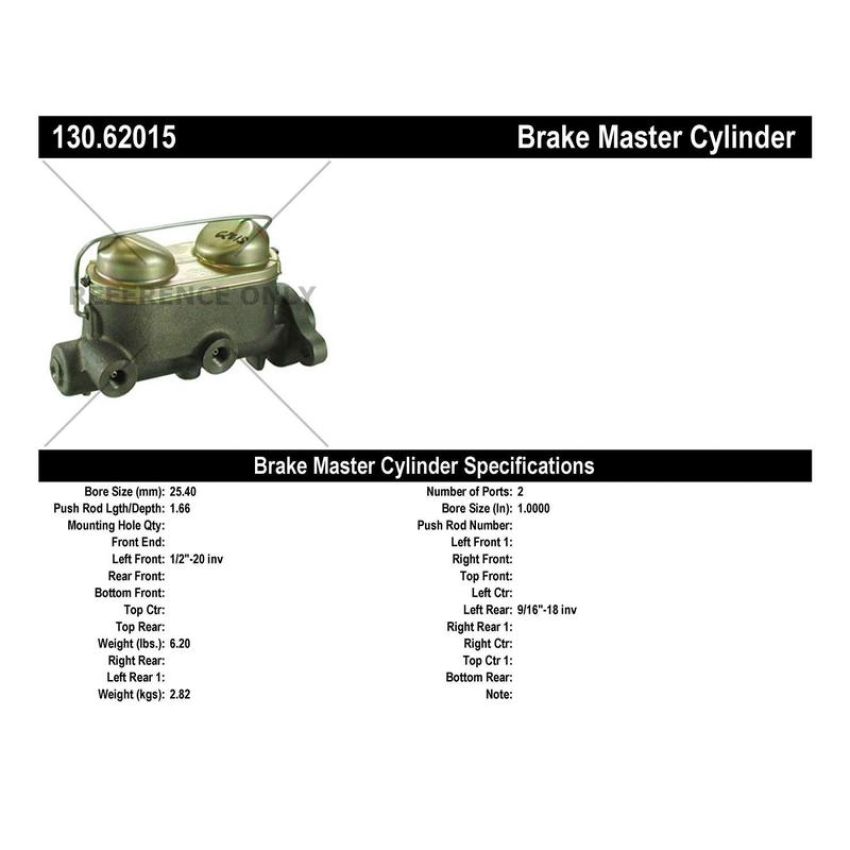 CENTRIC PARTS 130.62015 Centric Premium Brake Master Cylinder