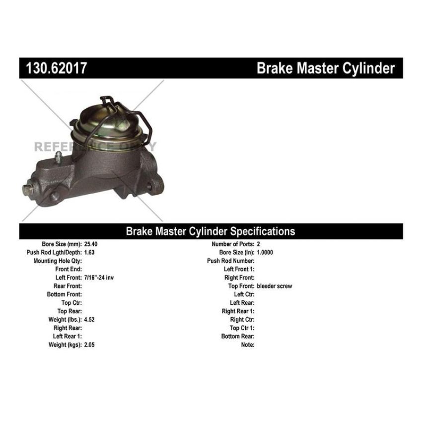 CENTRIC PARTS 130.62017 Centric Premium Brake Master Cylinder