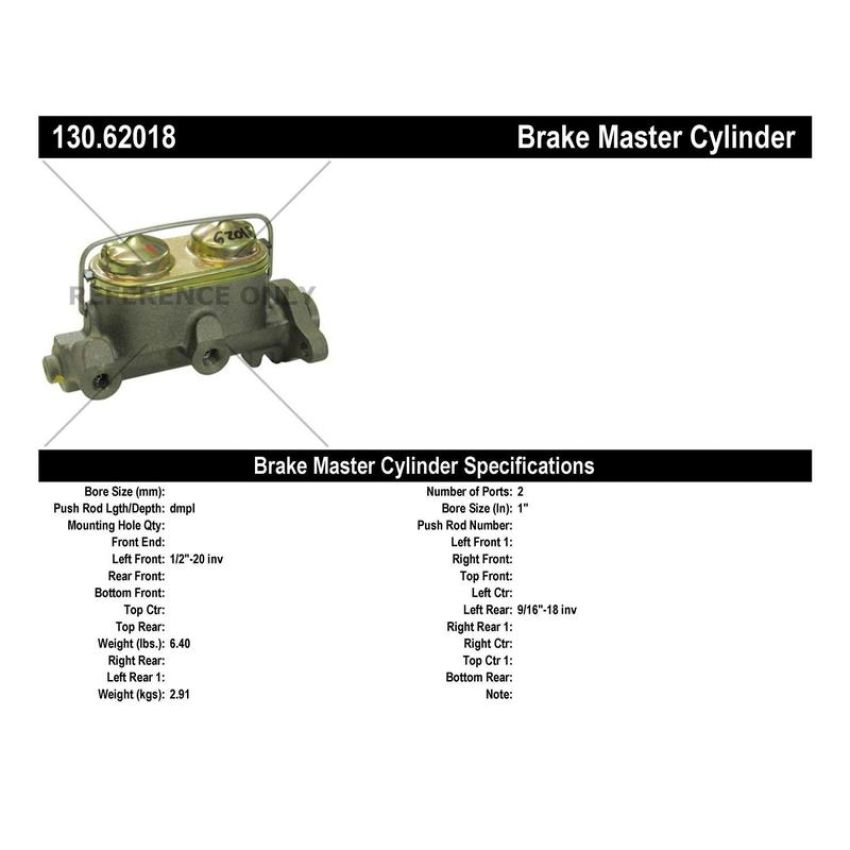 CENTRIC PARTS 130.62018 Centric Premium Brake Master Cylinder