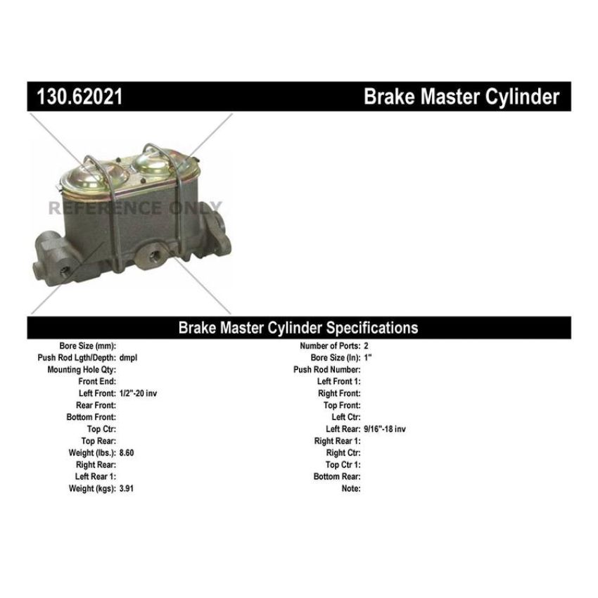 CENTRIC PARTS 130.62021 Centric Premium Brake Master Cylinder