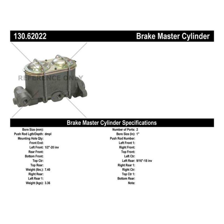 CENTRIC PARTS 130.62022 Centric Premium Brake Master Cylinder