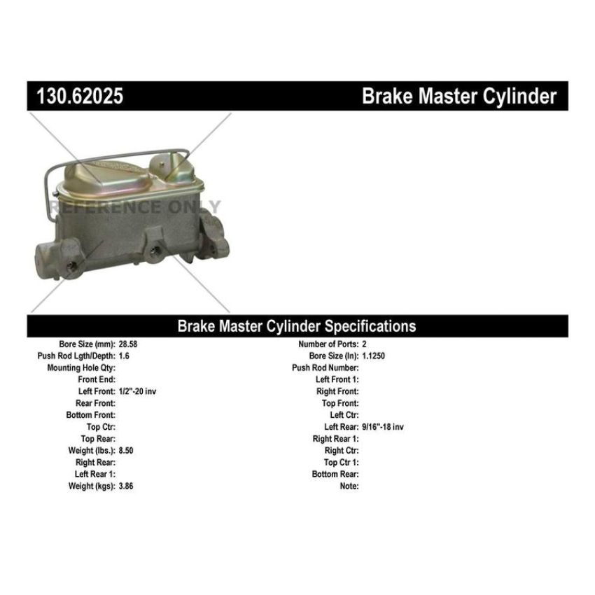 CENTRIC PARTS 130.62025 Centric Premium Brake Master Cylinder