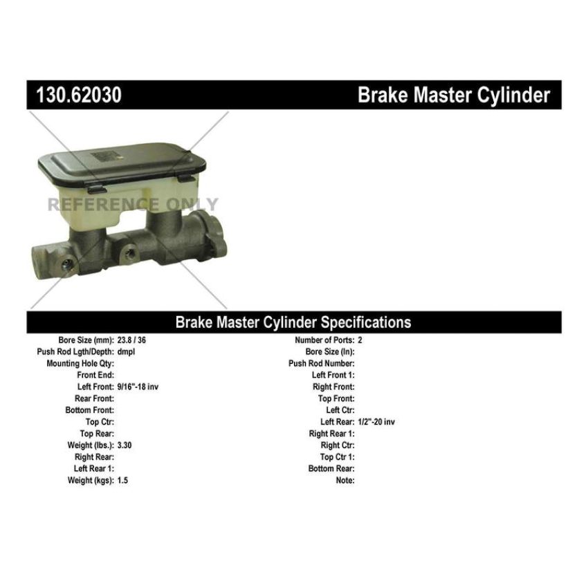 CENTRIC PARTS 130.62030 Centric Premium Brake Master Cylinder