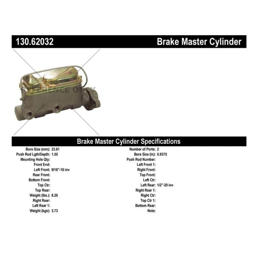 CENTRIC PARTS 130.62032 Centric Premium Brake Master Cylinder