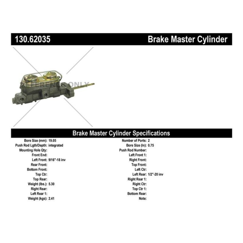 CENTRIC PARTS 130.62035 Centric Premium Brake Master Cylinder