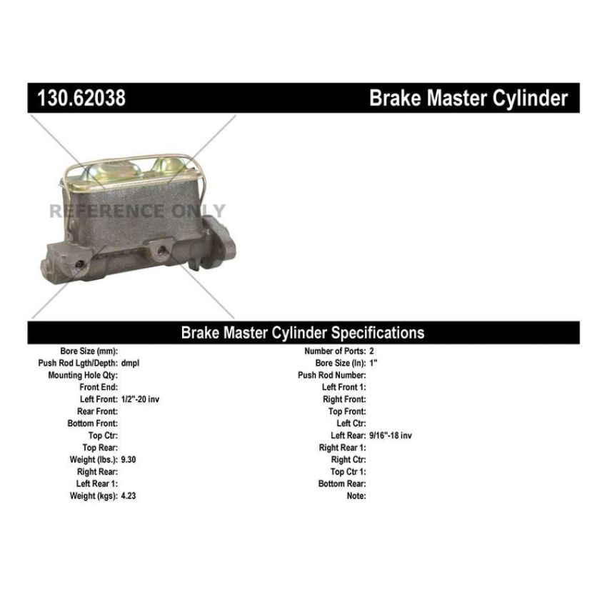 CENTRIC PARTS 130.62038 Centric Premium Brake Master Cylinder