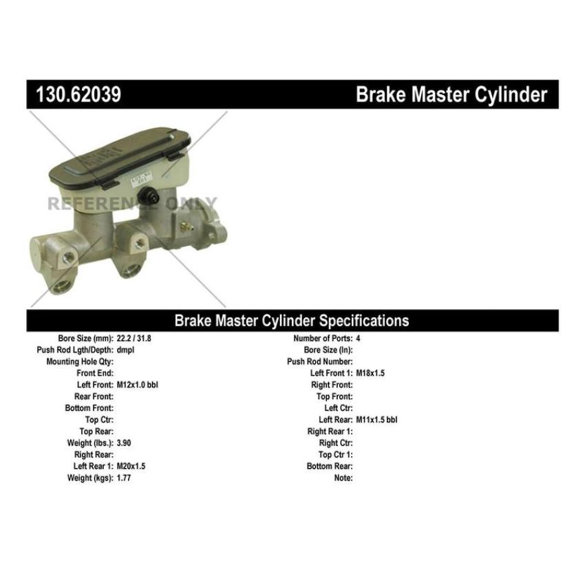 CENTRIC PARTS 130.62039 Centric Premium Brake Master Cylinder