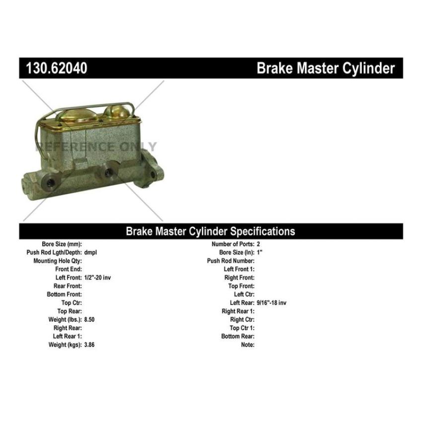 CENTRIC PARTS 130.62040 Centric Premium Brake Master Cylinder