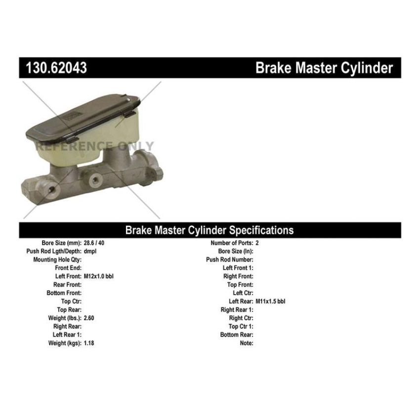 CENTRIC PARTS 130.62043 Centric Premium Brake Master Cylinder