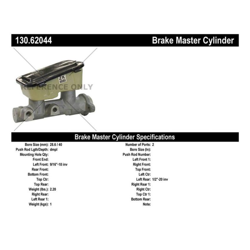 CENTRIC PARTS 130.62044 Centric Premium Brake Master Cylinder