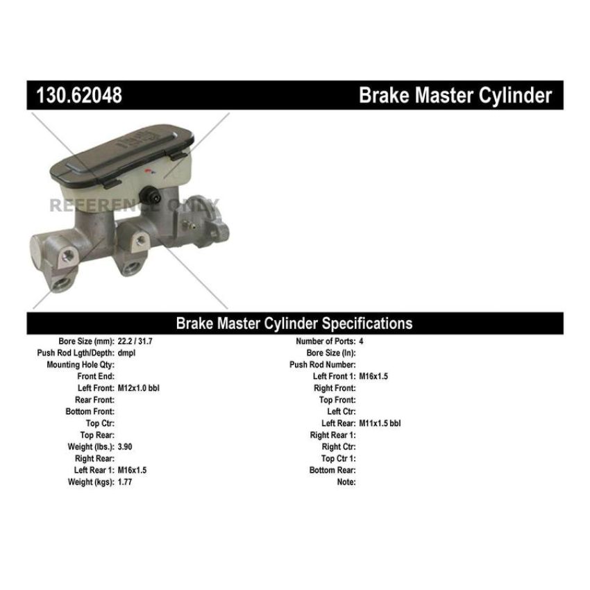 CENTRIC PARTS 130.62048 Centric Premium Brake Master Cylinder