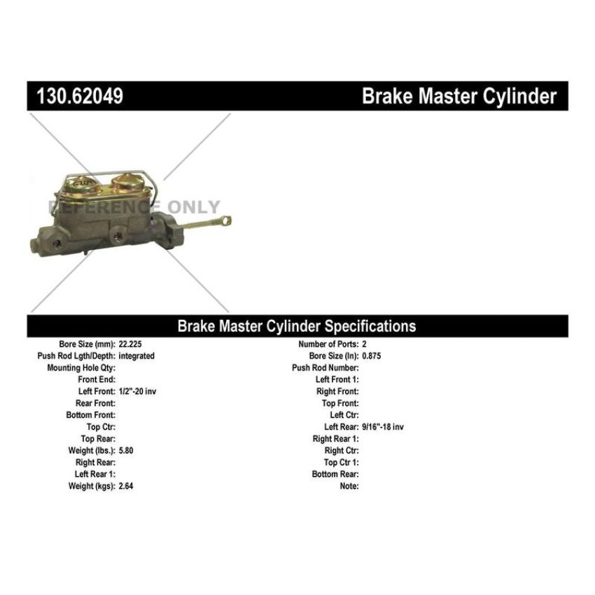 CENTRIC PARTS 130.62049 Centric Premium Brake Master Cylinder