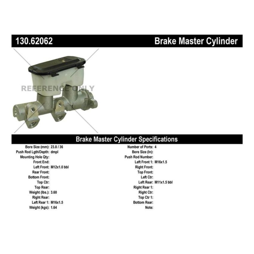 CENTRIC PARTS 130.62062 Centric Premium Brake Master Cylinder