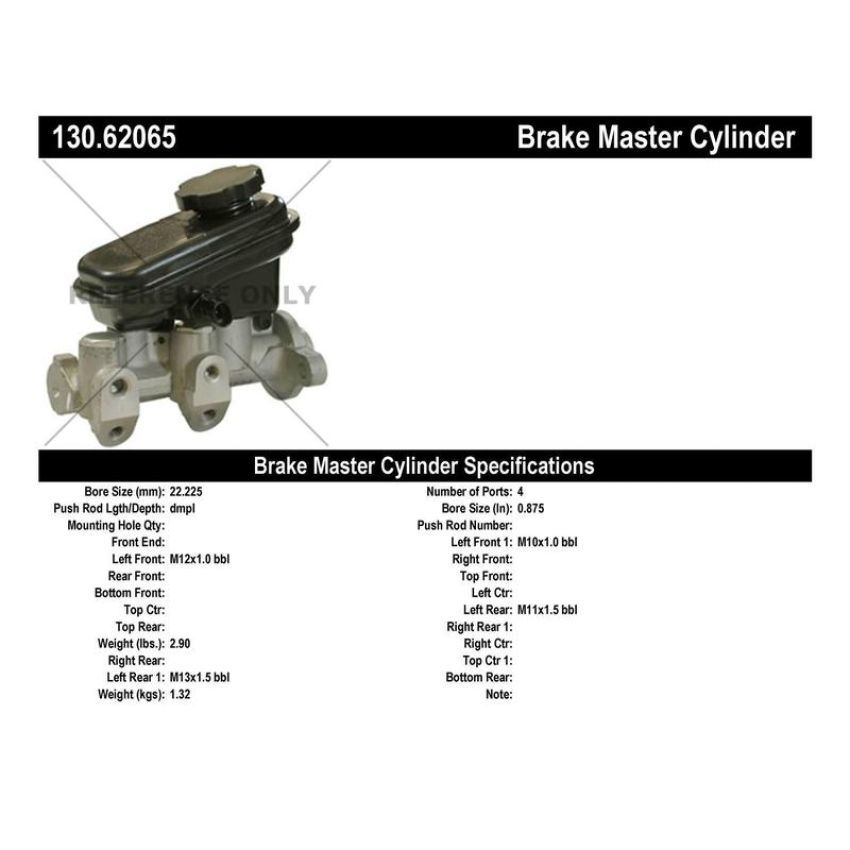 CENTRIC PARTS 130.62065 Centric Premium Brake Master Cylinder