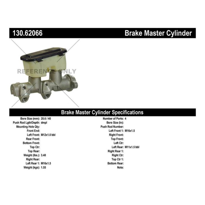 CENTRIC PARTS 130.62066 Centric Premium Brake Master Cylinder