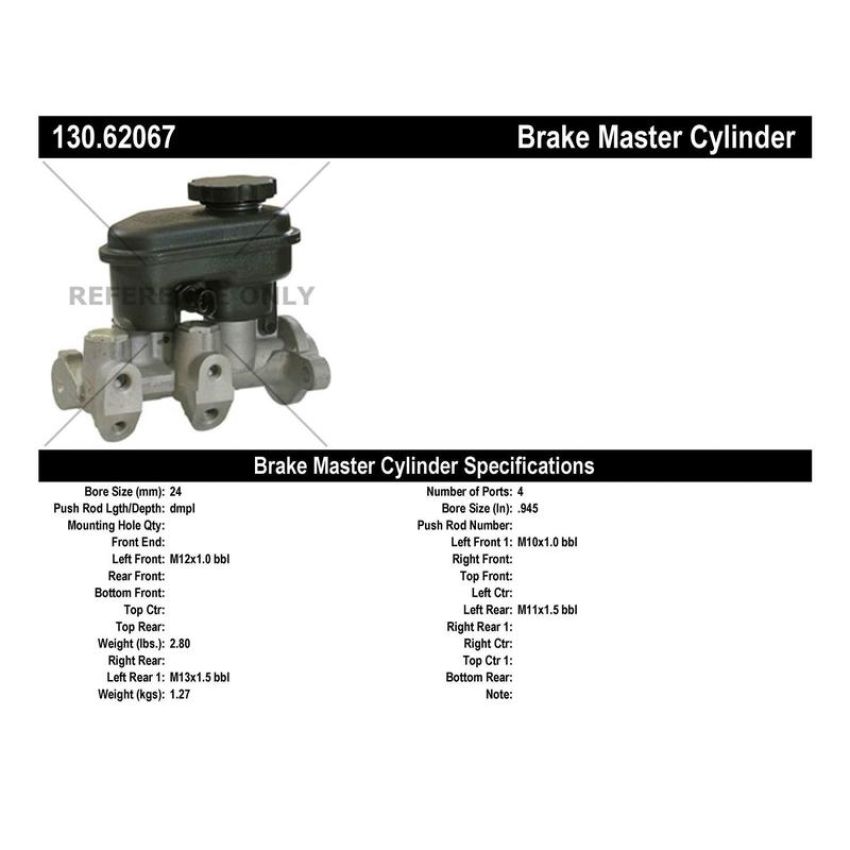 CENTRIC PARTS 130.62067 Centric Premium Brake Master Cylinder