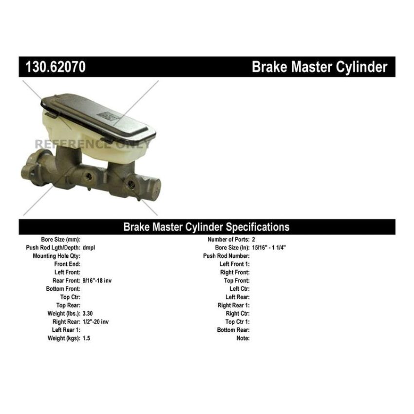 CENTRIC PARTS 130.62070 Centric Premium Brake Master Cylinder