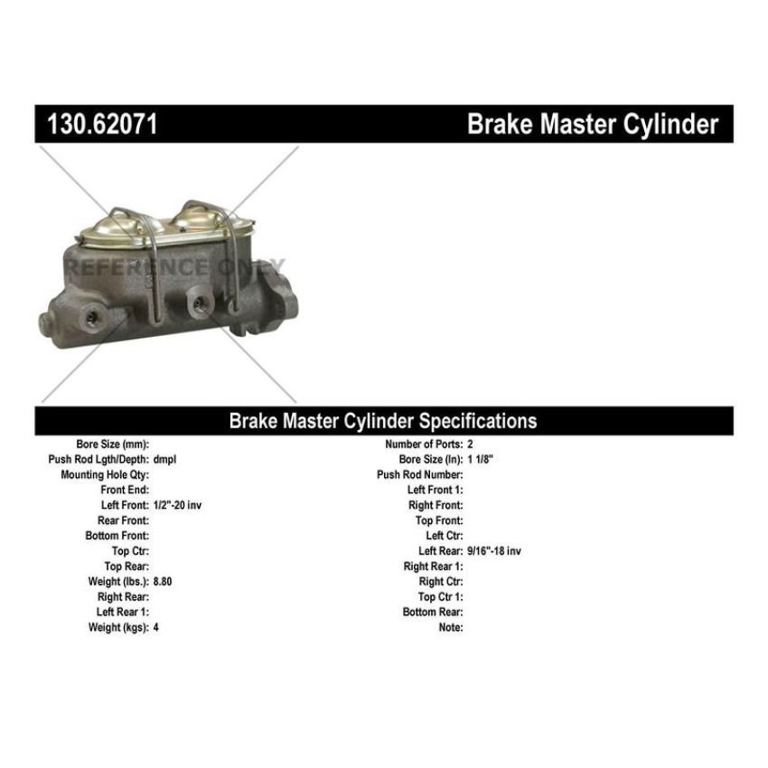 CENTRIC PARTS 130.62071 Centric Premium Brake Master Cylinder