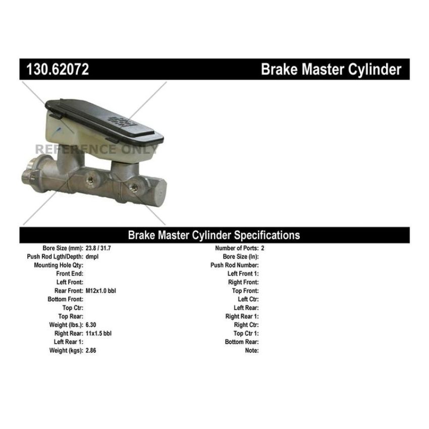 CENTRIC PARTS 130.62072 Centric Premium Brake Master Cylinder