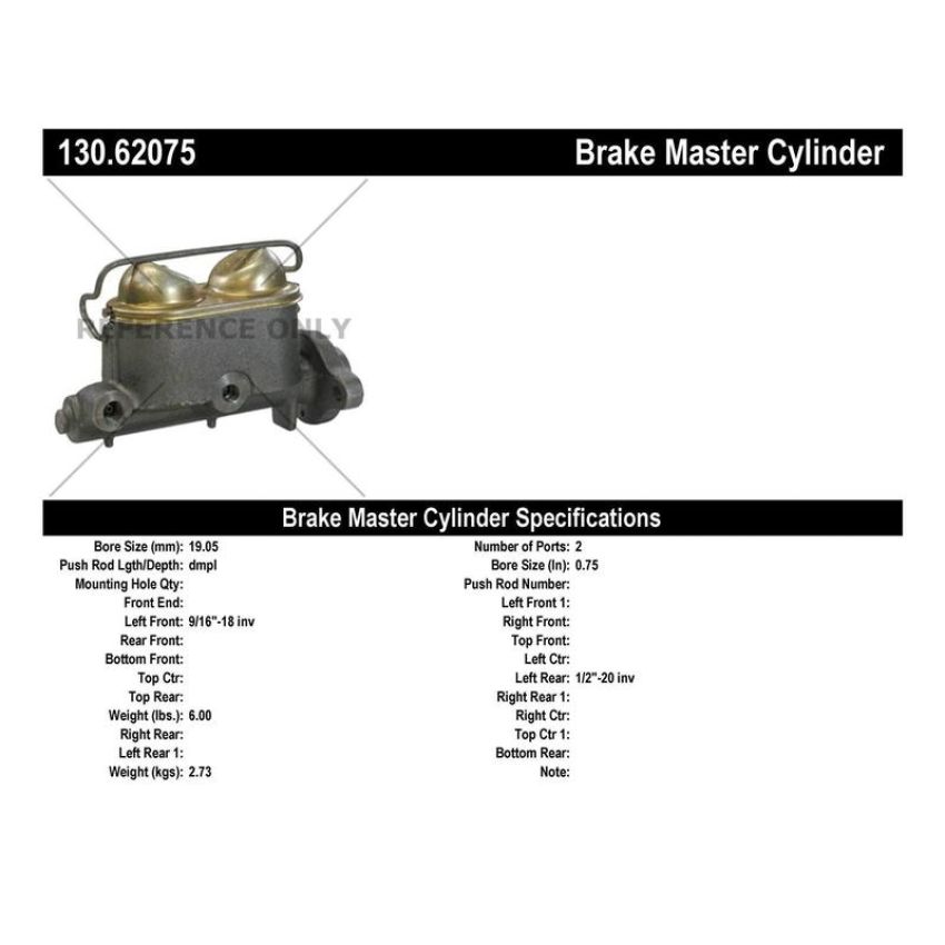 CENTRIC PARTS 130.62075 Centric Premium Brake Master Cylinder