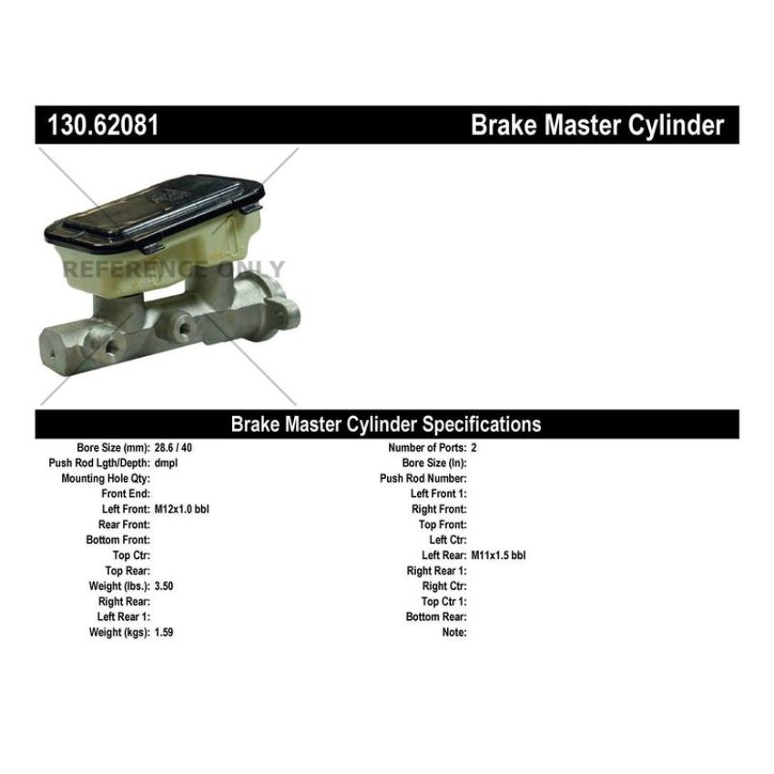 CENTRIC PARTS 130.62081 Centric Premium Brake Master Cylinder