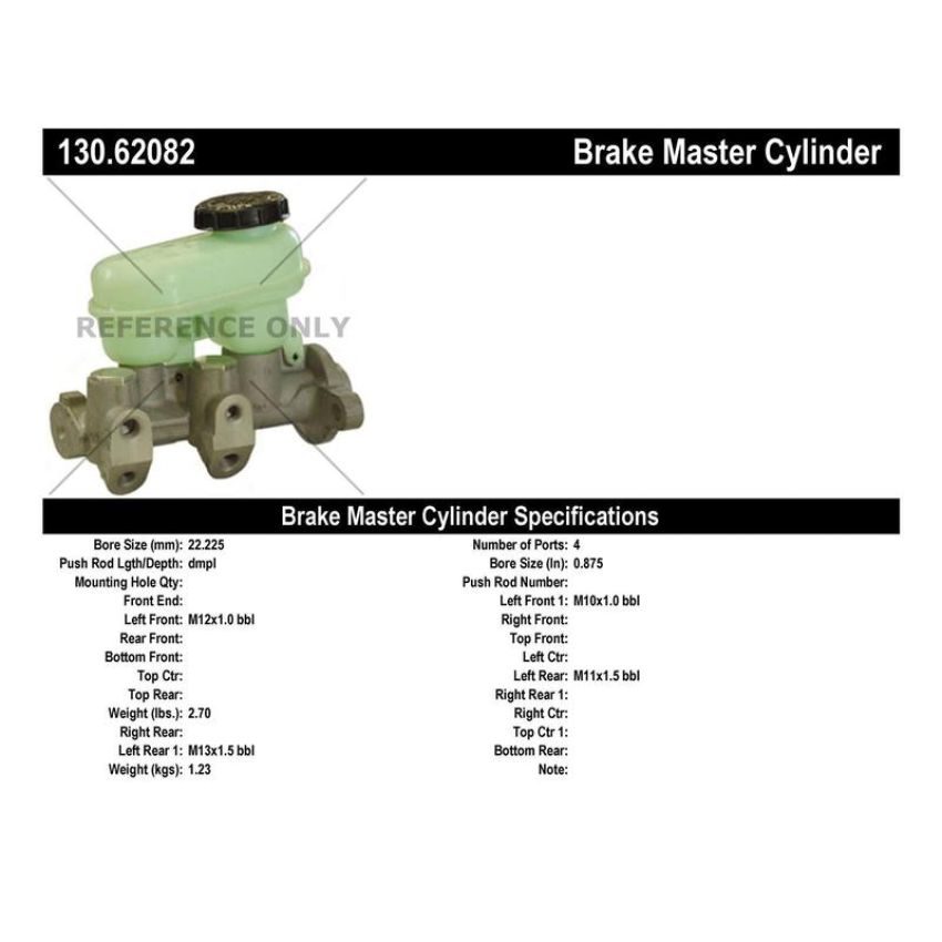 CENTRIC PARTS 130.62082 Centric Premium Brake Master Cylinder