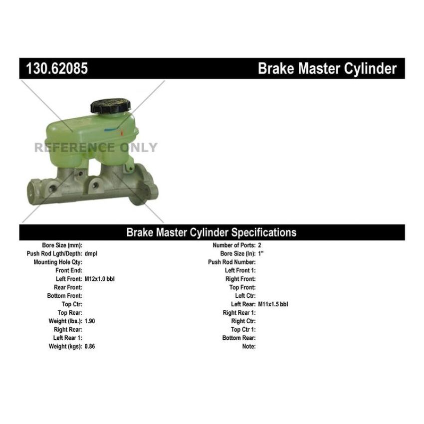 CENTRIC PARTS 130.62085 Centric Premium Brake Master Cylinder