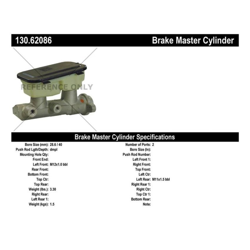 CENTRIC PARTS 130.62086 Centric Premium Brake Master Cylinder